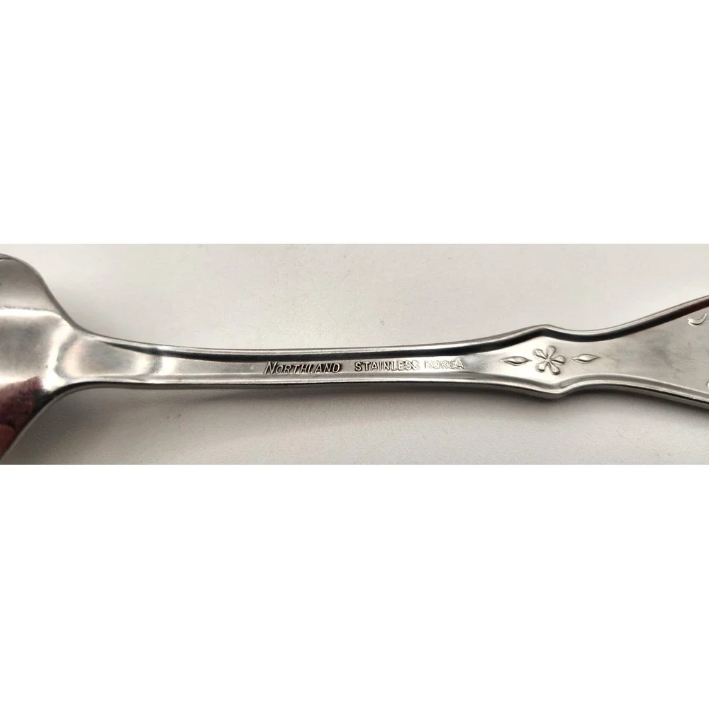 Oneida Northland EVENING STAR Stainless Burnished Flatware Lot of 8 Tea Spoons